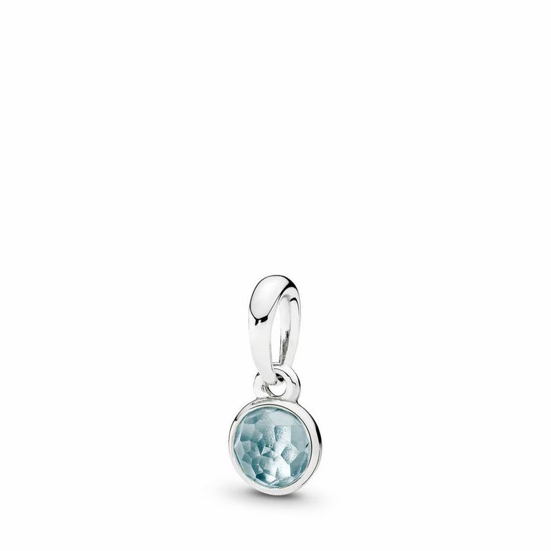 Pandora March Droplet Pendant - Sterling Silver/Blue/Crystal - Canada | MR8372NW